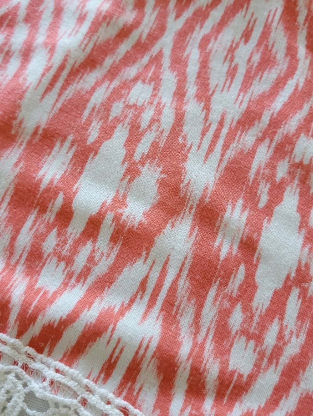 btween Coral and White Printed Camisole with Crochet Fringe Kids Size 14/16